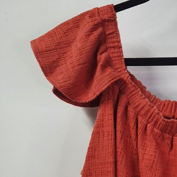 Madewell Womens Orange Eloise Off The Shoulder Mini Dress Size Large - Picture 6 of 11